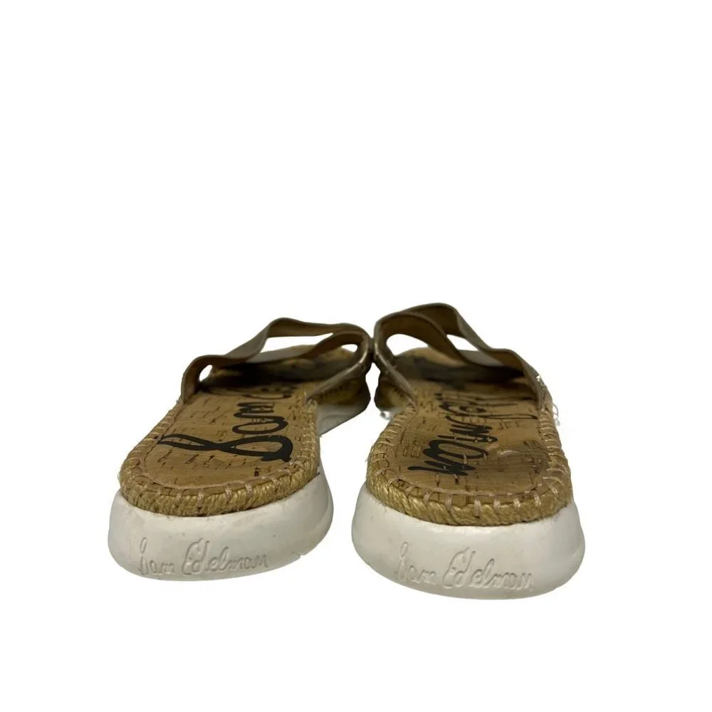Sam Edelman Jen Gold Slide Sandal Crisscross Espedrille Women's Size 10
